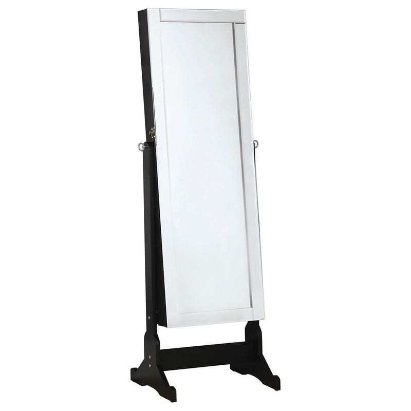 Cortez Cheval Mirror with Jewelry Storage Black