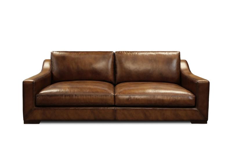 Daytona Hand Antiqued All Leather Sofa, Daytona Antique
