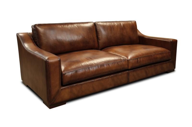 Ramba 100% Top Grain Leather Contemporary 3-Seater Sofa with Deep Seat
