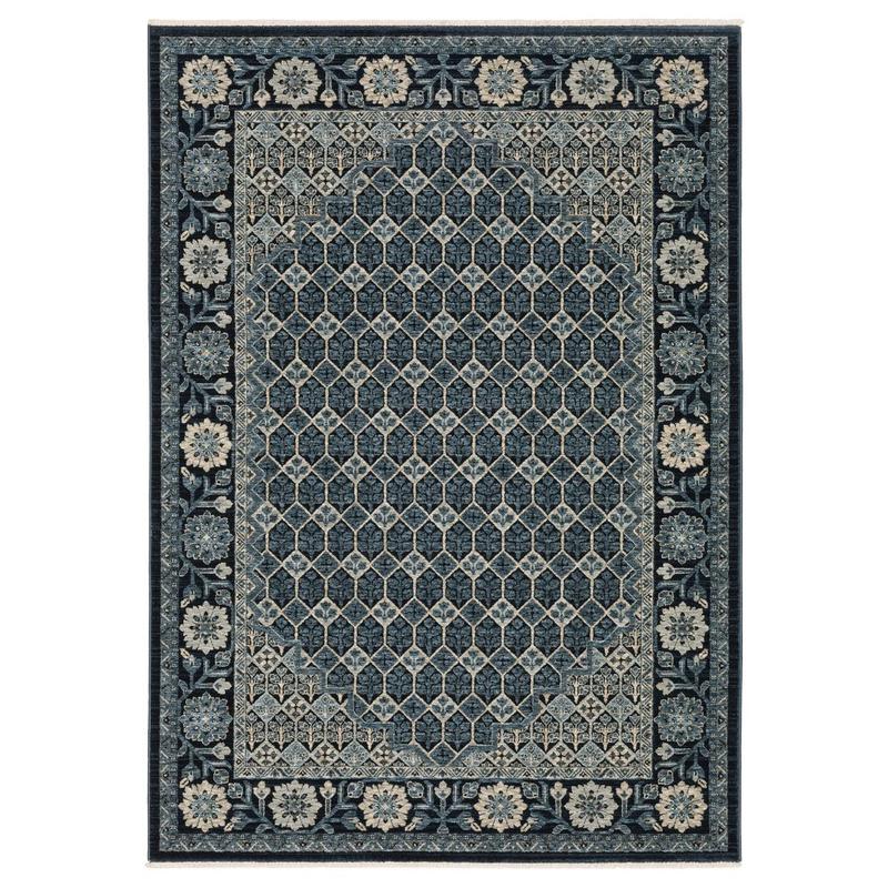 Capella CAP03 Deep Blue/ Ivory Indoor Area Rug - 3'3" x 5'