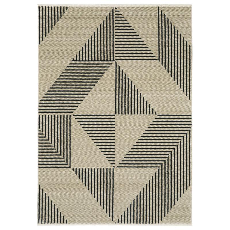 Capella CAP04 Beige/ Deep Navy Indoor Area Rug - 3'3" x 5'
