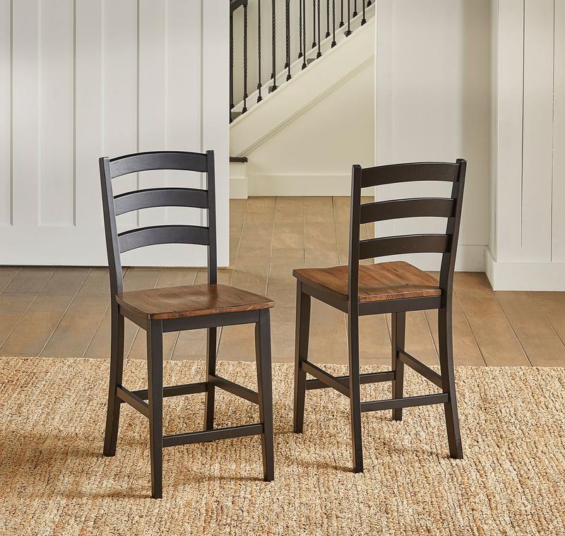 Stormy Ridge Ladderback Counter Height Chair with Wood Seat