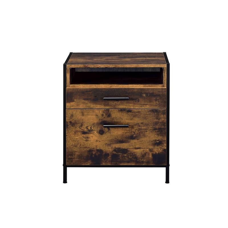 Juvanth Rustic Oak & Black Finish Nightstand