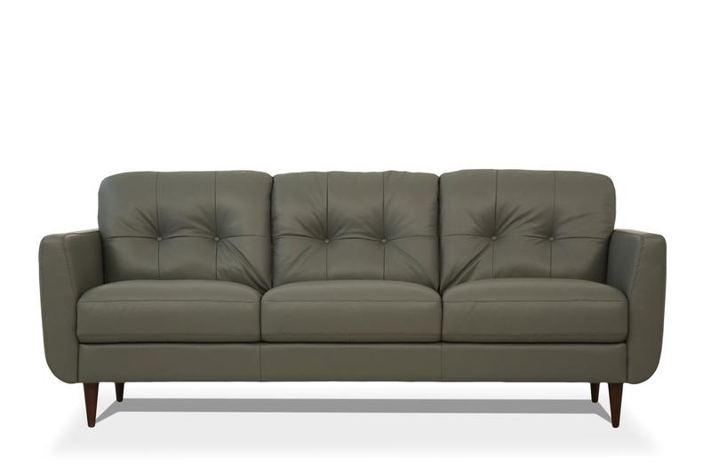 Radwan Pesto Green Top Grain Leather Sofa