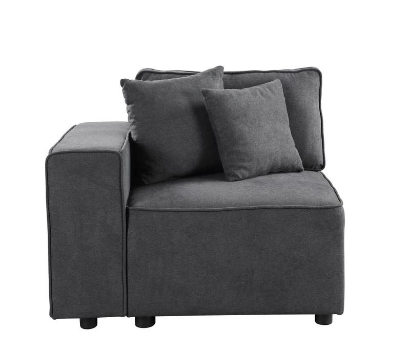 Silvester Gray Fabric Modular - Left Facing Chair W/2 Pillows