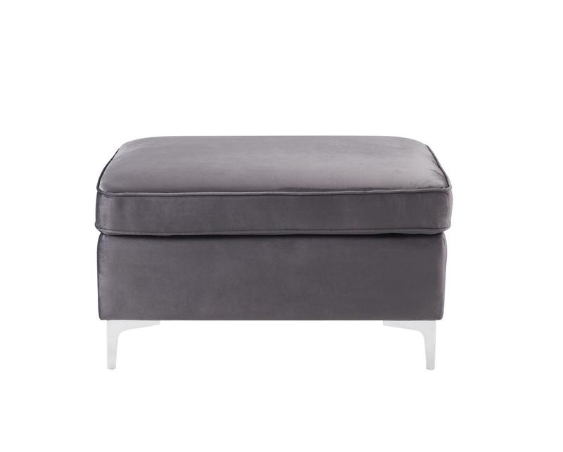 Jaszira Gray Velvet Modular - Ottoman