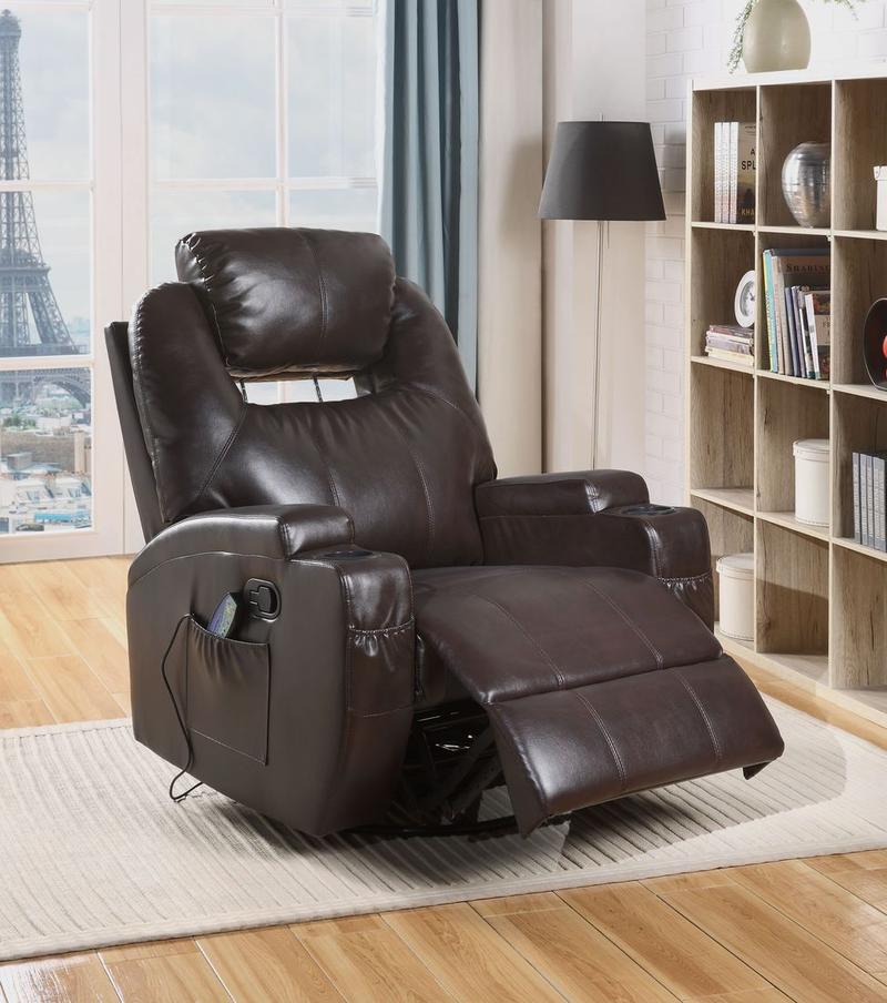 Waterlily Brown Synthetic Leather Motion Rocker Recliner W/Swivel