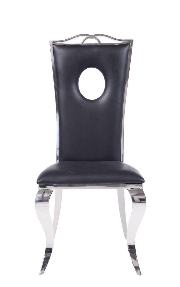 Cyrene Synthetic Leather & Stainless Steel Side Chair (Set-2)