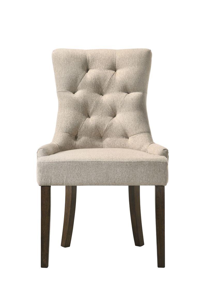 Farren Beige Fabric & Weathered Oak Finish Side Chair (Set-2)