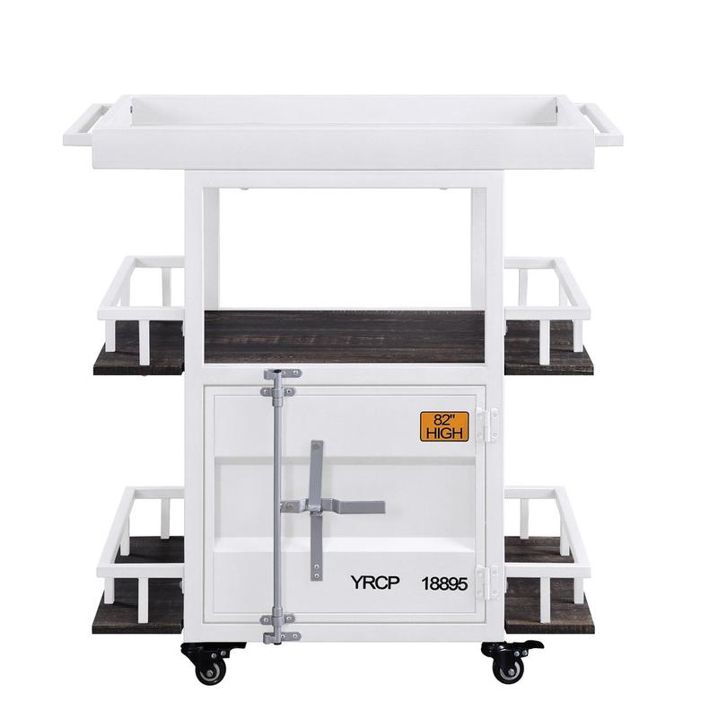 Cargo Antique Walnut & White Serving Cart