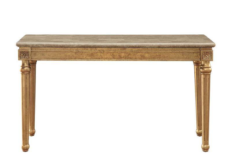 Daesha Natural Marble Top & Antique Gold Sofa Table