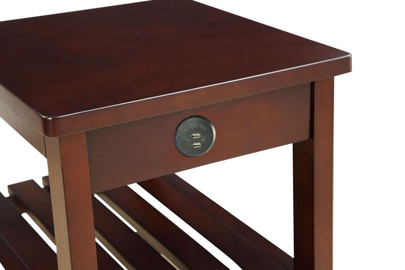 Wasaki Espresso Accent Table W/USB