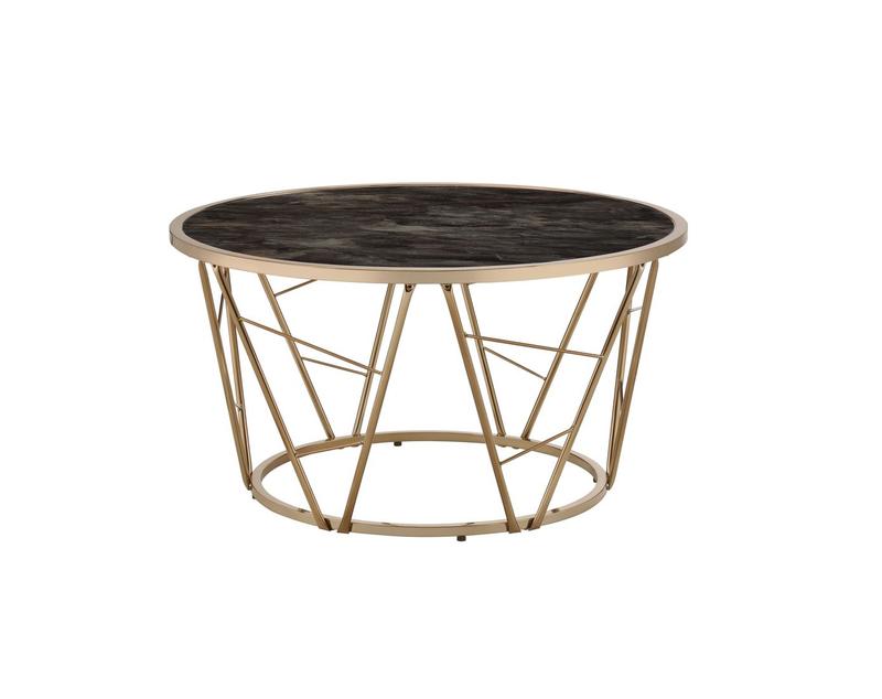 Cicatrix Black Engineered Stone & Champagne Finish Coffee Table