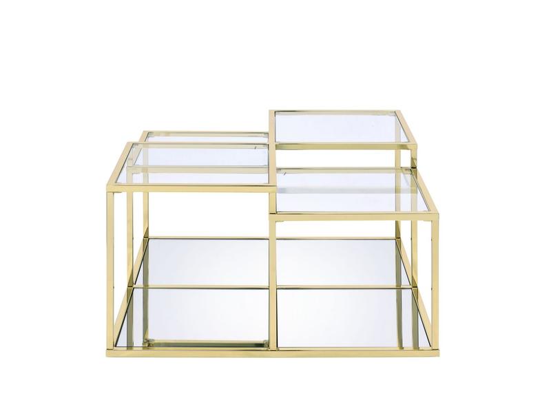 Uchenna Clear Glass & Gold Finish Coffee Table