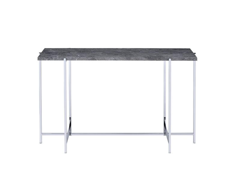 Adelae Engineered Stone Top & Chrome Sofa Table