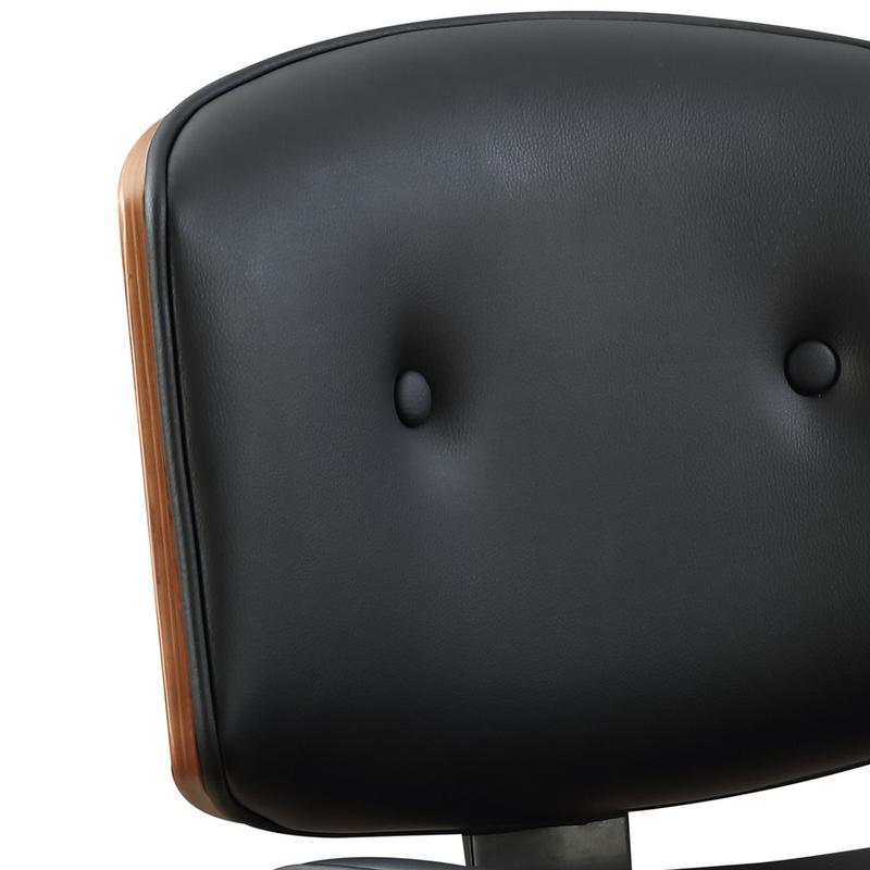 Camila Black Synthetic Leather & Walnut Office Chair