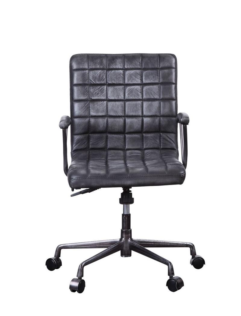 Barack Vintage Black Top Grain Leather & Aluminum Office Chair