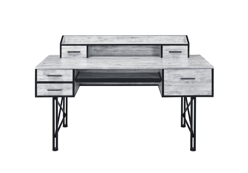 Safea Antique White & Black Finish Computer Desk