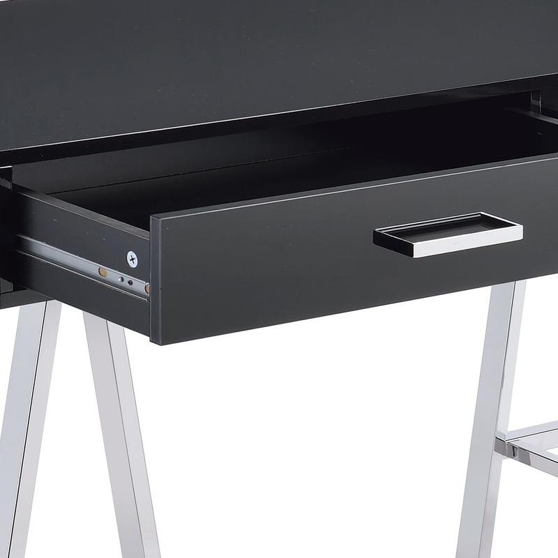 Coleen Black High Gloss & Chrome Finish Writing Desk W/USB