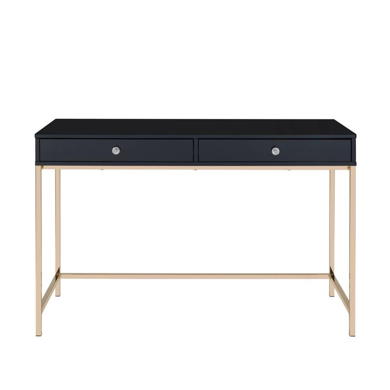 Ottey Black High Gloss & Gold Finish Writing Desk
