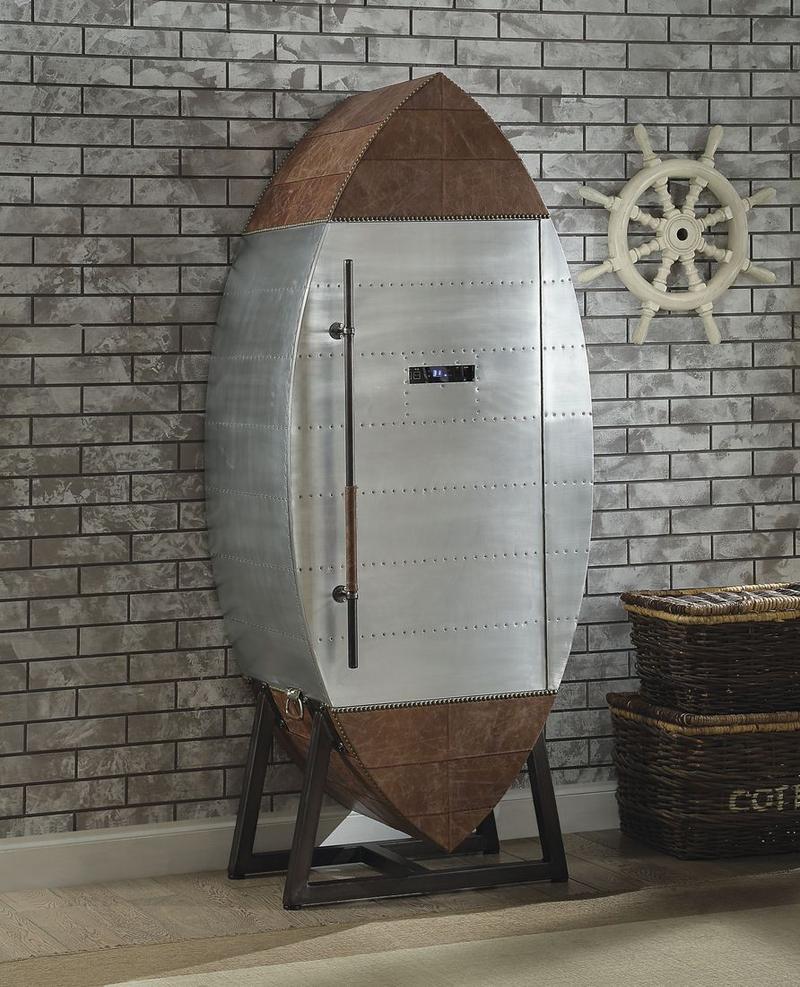 Brancaster Retro Brown Top Grain Leather & Aluminum Wine Cooler