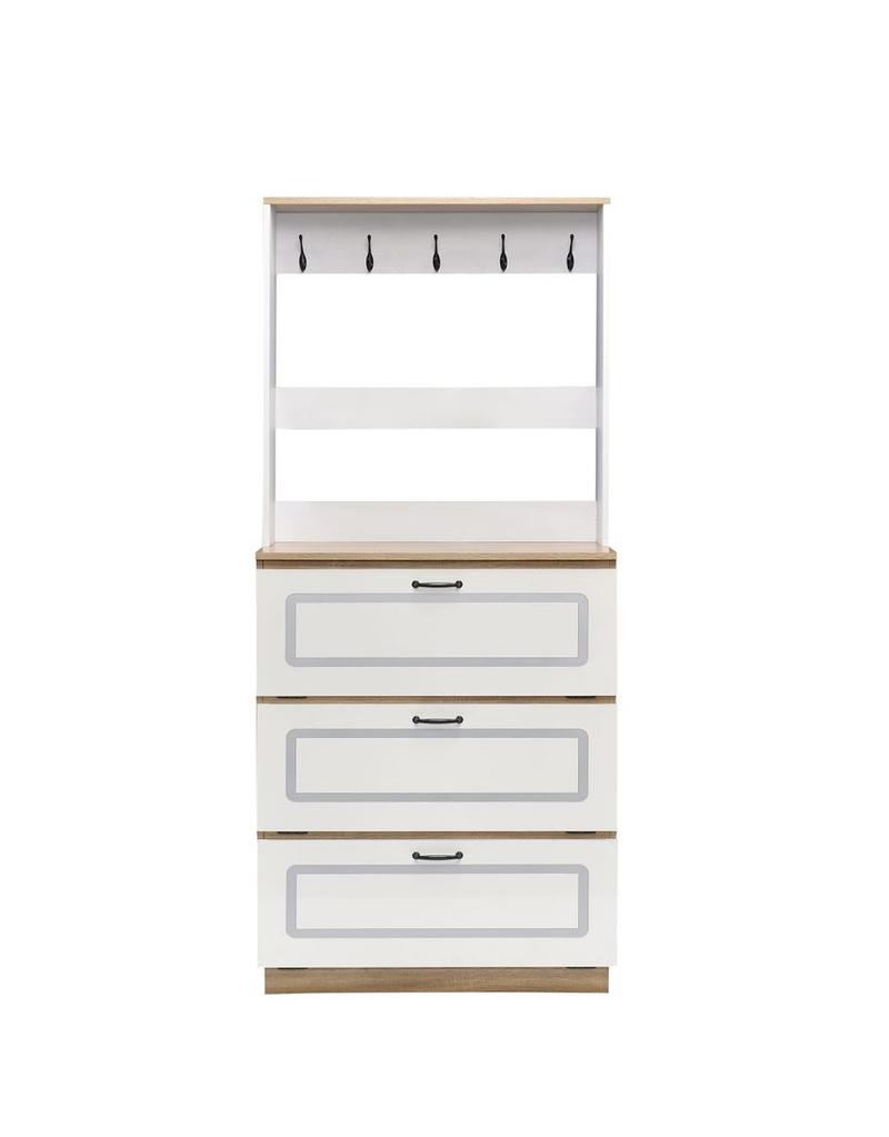 Hewett Light Oak & White Finish Shoe Cabinet