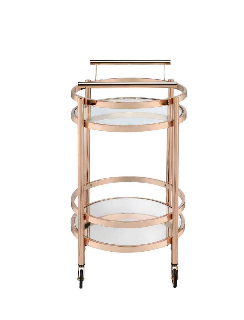 Lakelyn Rose Gold & Clear Glass Serving Cart