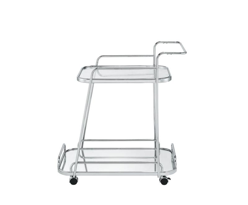 Aegis Clear Glass & Chrome Finish Serving Cart