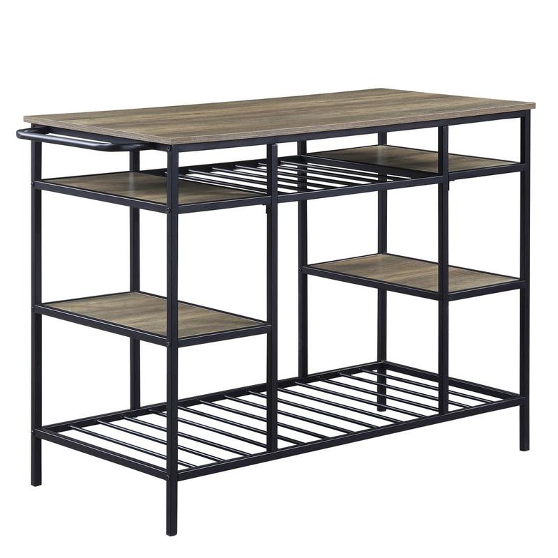 Lona Rustic Oak & Black Finish Kitchen Island