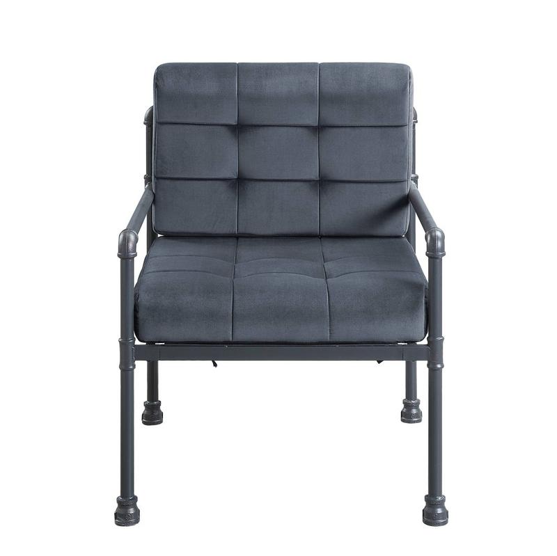 Brantley Gray Velvet & Sandy Gray Finish Accent Chair