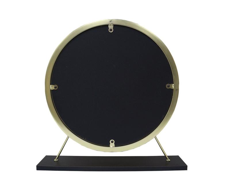 Adao Faux Fur, Mirror, Black & Brass Finish Vanity Mirror & Stool