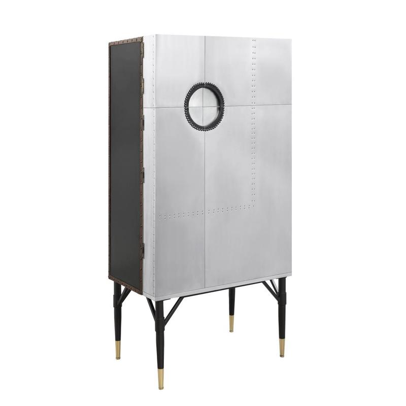 Yoela Aluminum Finish Wine Cabinet
