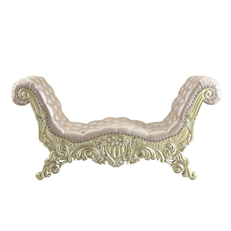 Vatican Synthetic Leather, Light Gold & Champagne Silver Finish Bench