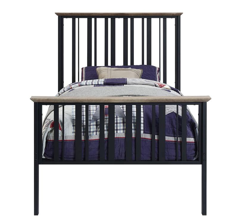 Zudora Antique Oak & Black Finish Twin Bed