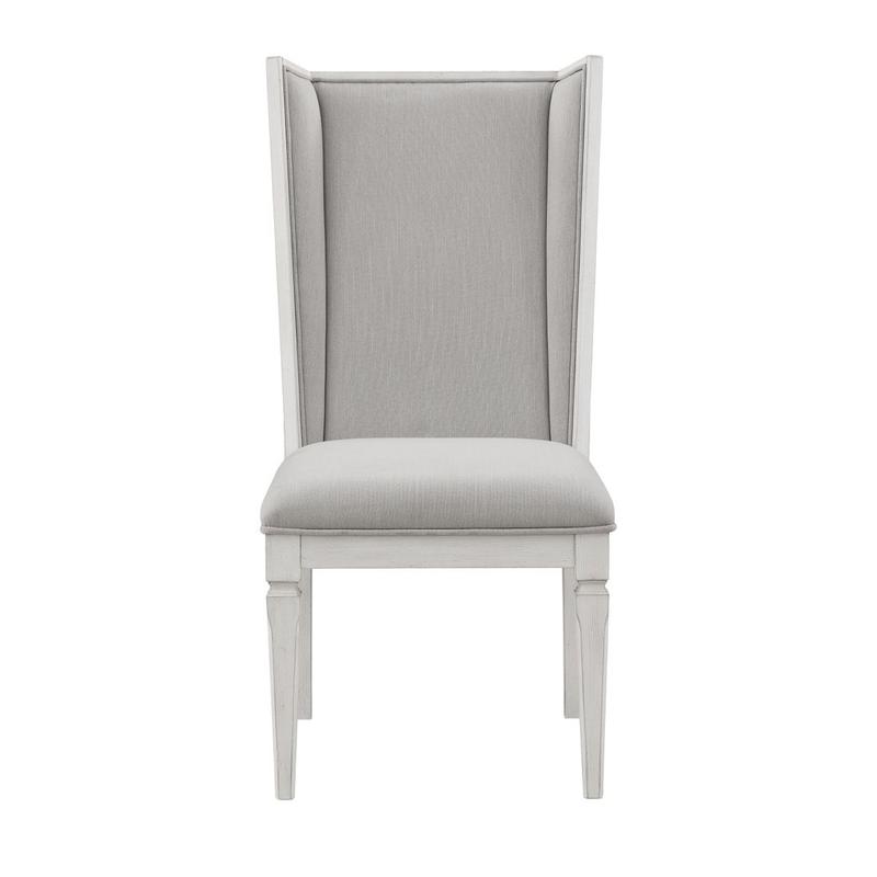 Katia Light Gray Linen & Weathered White Finish Side Chair (Set-2)