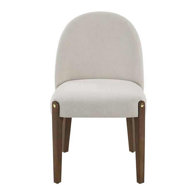 Gamarya White Fabric & Oak Finish Side Chair (Set-2)