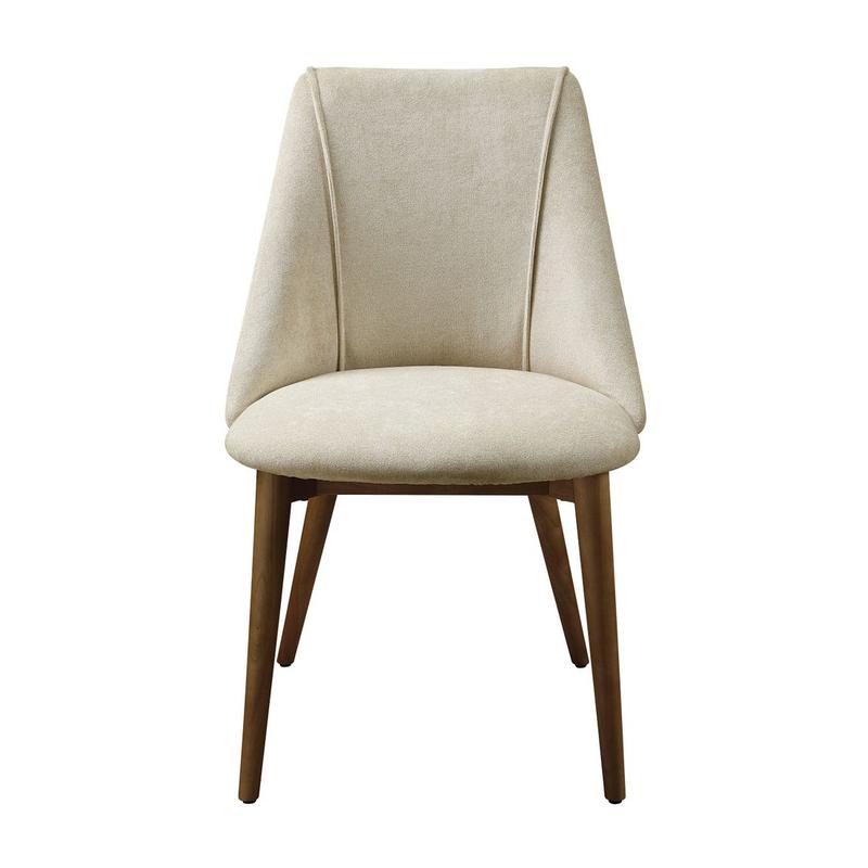Willene Beige Fabric & Walnut Finish Side Chair (Set-2)