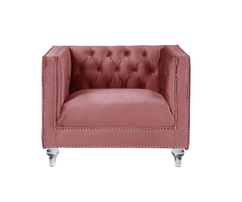 Heibero II Pink Velvet Chair