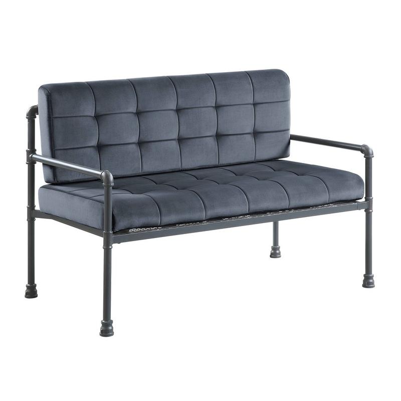 Brantley Gray Velvet & Sandy Gray Finish Loveseat