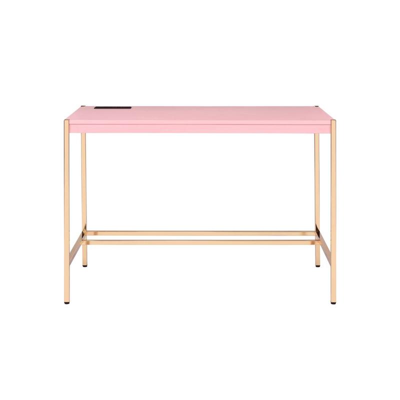 Midriaks Pink & Gold Finish Writing Desk W/USB