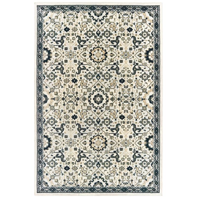 Bowen 073J2 Ivory/ Navy Indoor Area Rug - 9'10" x 12'10"