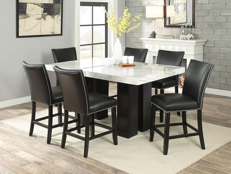 Camila Rectangle Counter Height Dining Set 7pc - Black Counter Chairs