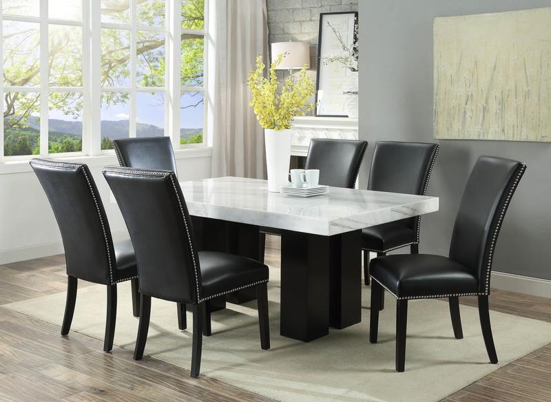 Camila Rectangle Dining Set 7pc - Black Chairs