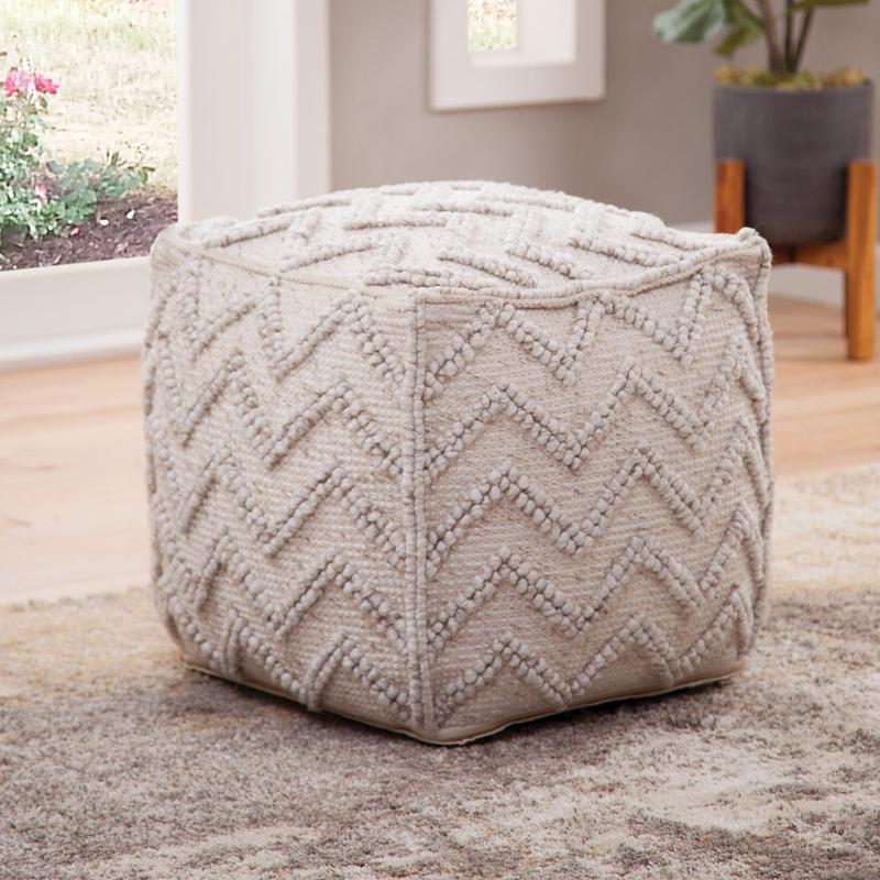 Kenzari Square Zigzag Handwoven Pouf
