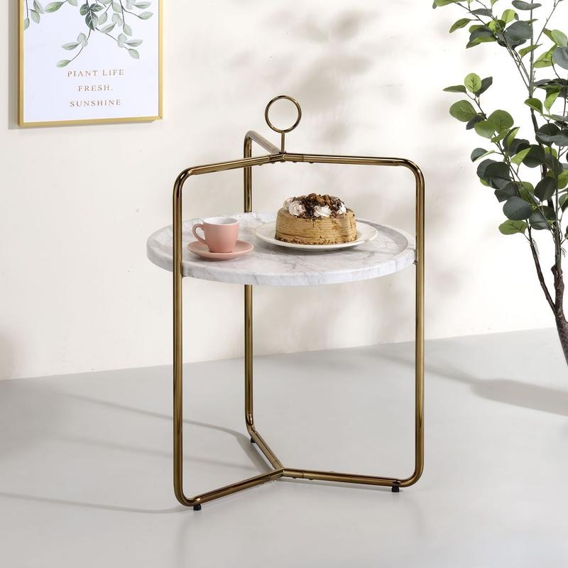 Miro Side Table - White/Gold
