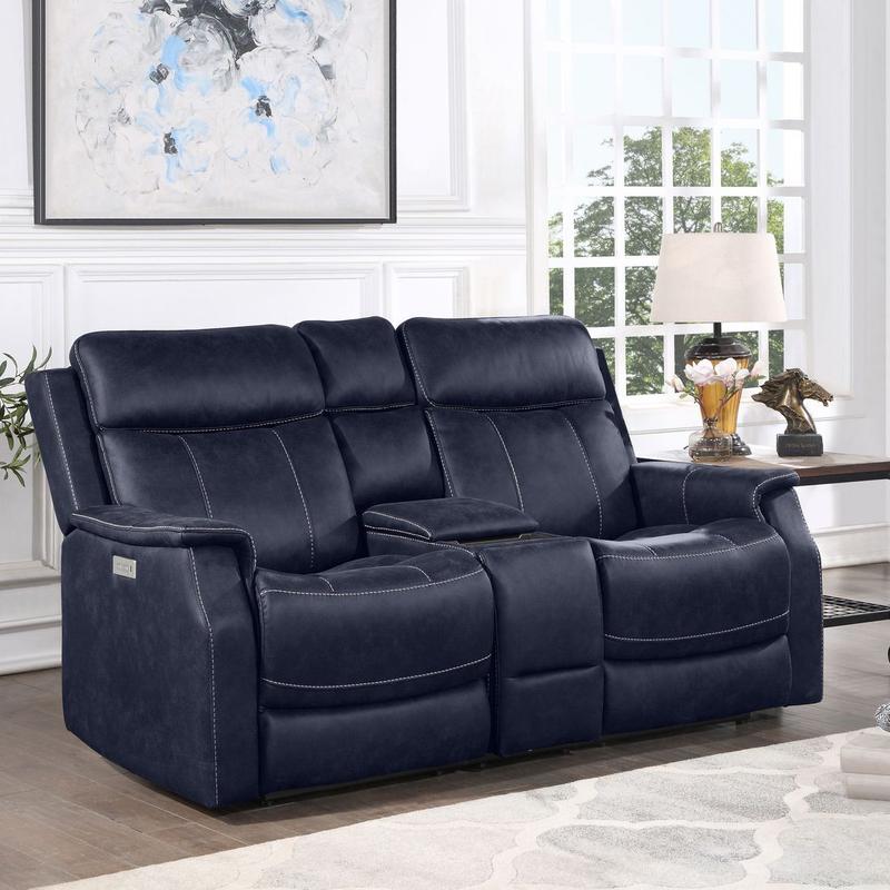 Valencia Dual Power Reclining Console Loveseat - Ocean
