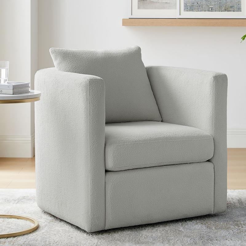 Sheldon Grey Performance Fabric Swivel Barrel Chair