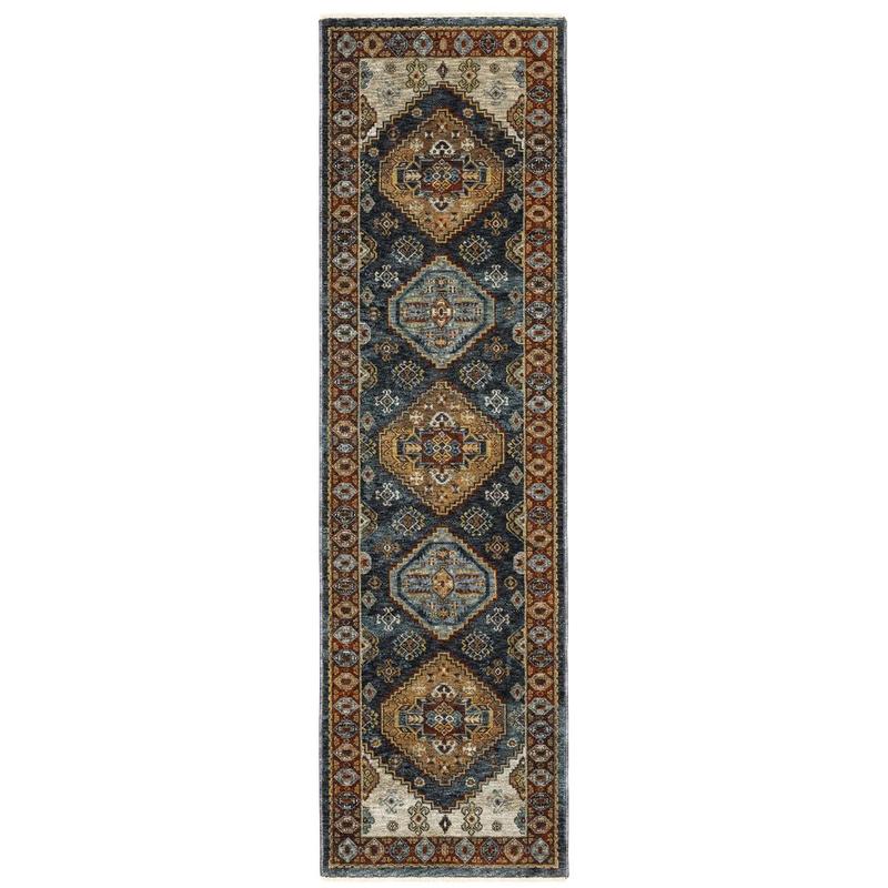 Aberdeen 005W1 Blue/ Multi Indoor Area Rug - 2'3" x 7'6"