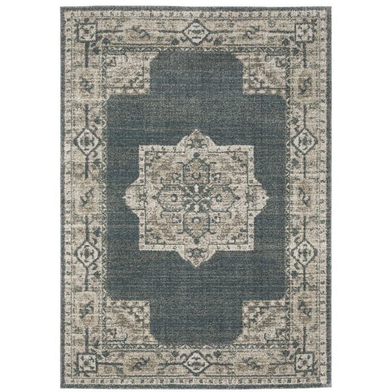 Alton 5501B Blue/ Beige Indoor Area Rug - 3'3" x 5'