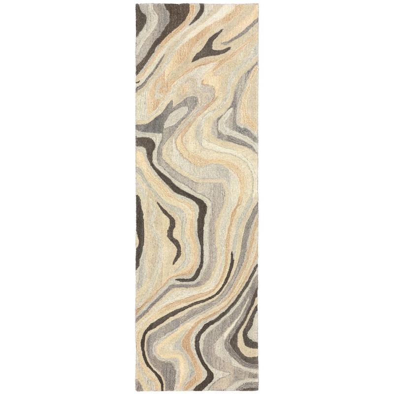 Anastasia 68007 Beige/ Charcoal Hand-crafted Wool Area Rug